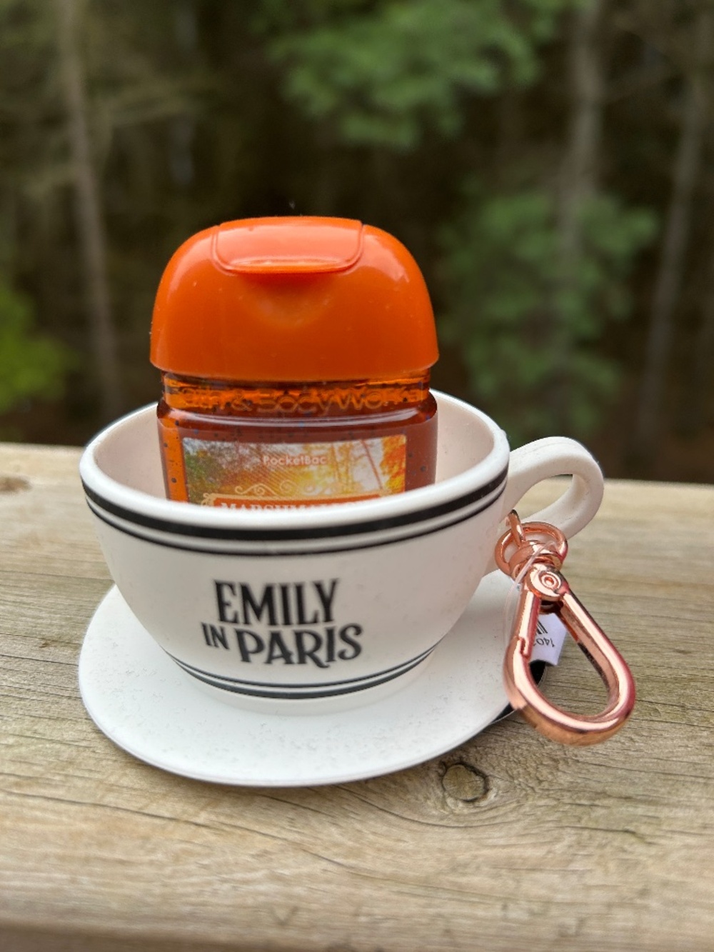 Body Works Emily in  Paris PocketBac Sanitizer & latter cup keychain/holder